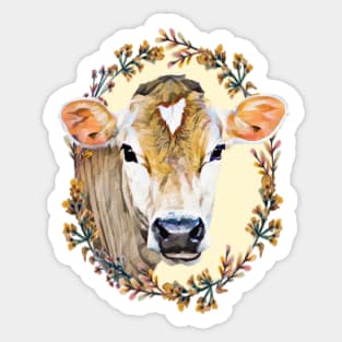 Cow - Floral Sticker